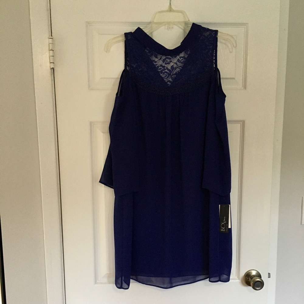 NEW with tags - Chiffon dress with lace mockneck